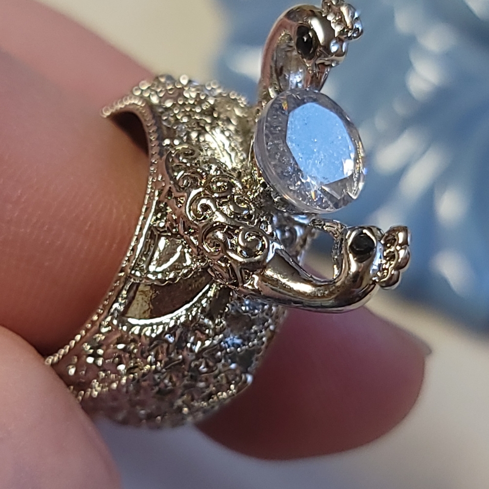 Double Peacock Ring Two Tone Cocktail